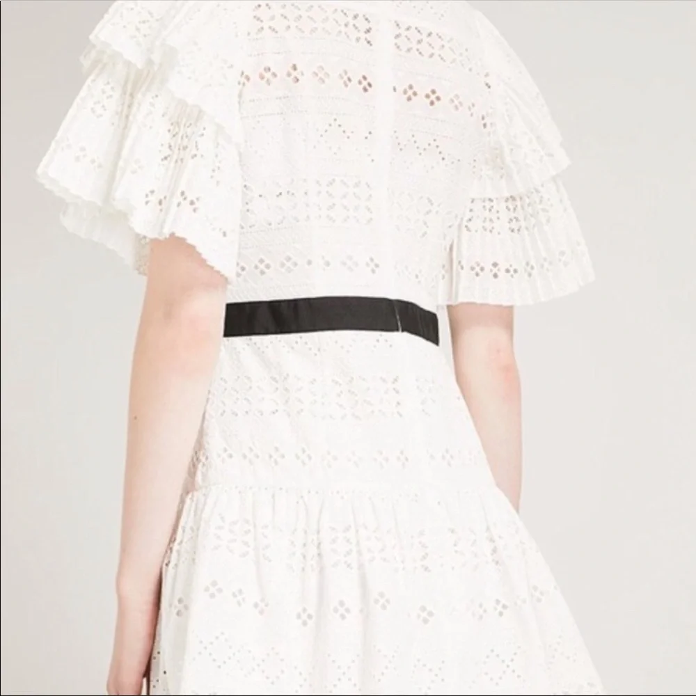 Self-Portrait Broderie Anglaise White Dress - Picture 3 of 9